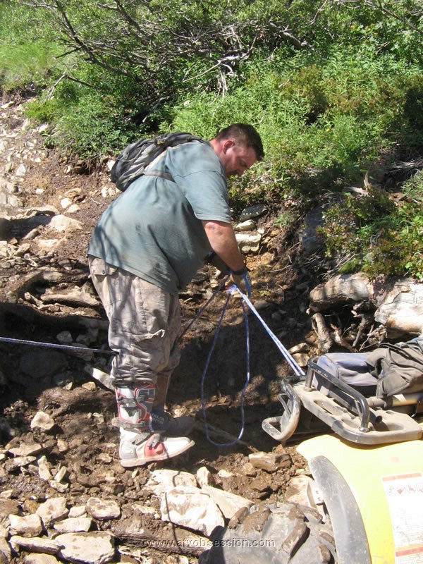 069. Loose rock, wet and steep, we tie a line on..jpg