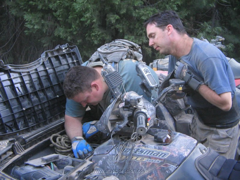 102. Almost to Hwy 49, Rob's battery disconnects...a quick turn..we're done..jpg