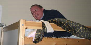 165. Terry laughs it up in Kenan's Lunk bed..jpg